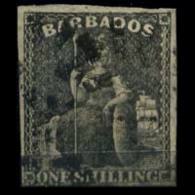 BARBADOS 1859 - Scott# 9 Britannia 1s Used - Barbados (1966-...)