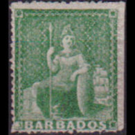 BARBADOS 1861 - Scott# 15a Britannia 1p Used - Barbados (1966-...)