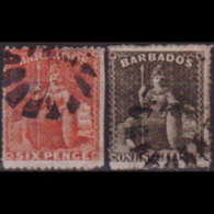 BARBADOS 1861 - Scott# 20-1 Britannia 6p-1s Used - Barbados (1966-...)