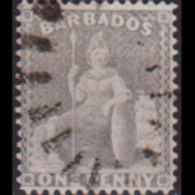 BARBADOS 1875 - Scott# 51 Britannia 1p Used - Barbados (1966-...)