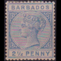 BARBADOS 1882 - Scott# 62 Queen Victoria 2.5p LH Back Thin - Barbados (1966-...)