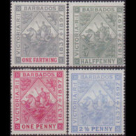 BARBADOS 1897 - Scott# 81-4 Badge 1f-2.5p LH - Barbados (1966-...)