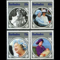 BARBADOS 1985 - Scott# 660-3 Queen Mother Set Of 4 MNH - Barbados (1966-...)