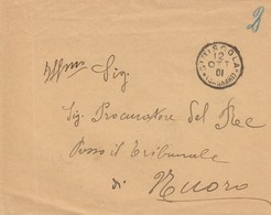 A47. Siniscola. 1901. Annullo Grande Cerchio SINISCOLA (SASSARI) Su Lettera Affrancata Al Verso, Diretta A Nuoro - Marcophilie