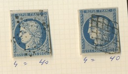 4 Deux Ex Corrects . Cote 130,-euros Minimum - 1849-1850 Ceres