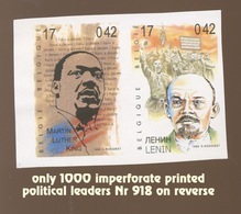 Martin Luther King + Lenin Imperforate. Tirage 1000 Exemplaires. Cut Out The Millenium Sheet  1999 - Martin Luther King