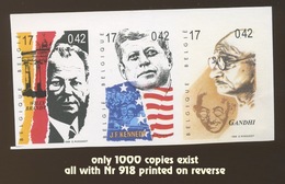 WORLD LEADERS  Willy Brand, J.F.Kennedy And Gandhi  Imperforate. Only 1000 Ex. Out The Millenium Sheet 1999 - Mahatma Gandhi