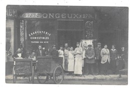 PARIS (V) Carte Photo Devanture Charcuterie Comestibles SONGEUX 27 Rue Galande Triporteurs - Arrondissement: 05