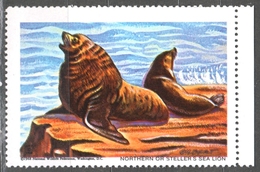 Sea Lion - National Wildlife Federation NWF Washington 1968 USA Charity LABEL CINDERELLA VIGNETTE - MNH - Baleines