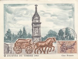 CPSM(journée Du Timbre Paris 16.3.1963) Char Romain   (b.but Theme) - Bourses & Salons De Collections