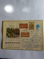 Turkmenistan  Postal Stationery Cover Foreign Use With Additional Stamps A Overprint Ussr  Ashgabat Hotel Postcard - Turkmenistan