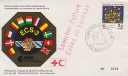 Enveloppe  Echec  Du   Lancement  Fusée  ARIANE   KOUROU    1985 - Europe
