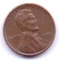 U.S.A. 1951 D: 1 Cent, KM 132 - 1909-1958: Lincoln, Wheat Ears Reverse