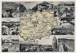 CPSM - Carte Géographique "Département Du Var" + Vues Multiples - Autres & Non Classés