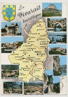 CPSM - Carte Géographique "Le Vivarais Touristique" + Vues Multiples - Autres & Non Classés