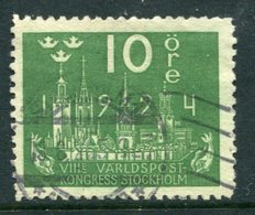 SWEDEN 1924 UPU Congress 10 Öre With Lines Watermark Used, .  Michel 145x - Gebruikt