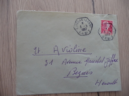 Marianne De Muller 15 F Rouge Oblitération Manuelle Cachet Correspondances Poste Automobile CP 7 Quissac - Covers & Documents