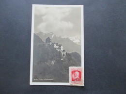 Liechtenstein 1930 Echtfoto AK Schloß Vaduz Roter Stp. Sieger Neuheuten Dienst + Unterschrift Hermann E. Sieger - Storia Postale