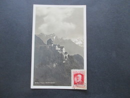 Liechtenstein 1930 Echtfoto AK Schloß Vaduz Roter Stp. Sieger Neuheuten Dienst + Unterschrift Hermann E. Sieger - Cartas & Documentos