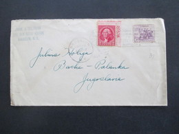 USA 1934 Washington Nr. 337 Eckrandstück Mit Plattennummer Rückseitig Health Greetings 1929 Tuberkulose Nach Jugoslawien - Storia Postale