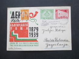 Bulgarien 1939 Sonderpsotkarte Tag Der Bulgarischen Post 1879 - 1939 Nach Backa Palanka Jugoslawien Gesendet - Cartas