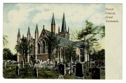 Ref 1362 - Early Postcard - Great Yarmouth Parish Church & Graveyard - Norfolk - Great Yarmouth