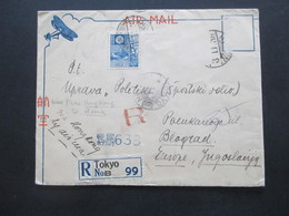 Japan Air Mail Einscheiben Umschlag Imperial Hotel Tokyo Nach Beograd Via Hongkong Und Athinai Poste Aerienne - Cartas & Documentos