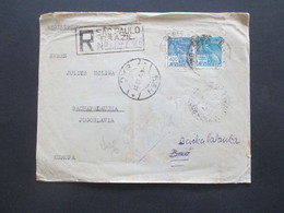 Brasilien 1930 Einschreiben R-Brief Sao Paulo - Jugoslawien Viele Stempel 1x Rot Ljubljana Mit Handschriftlichem Datum - Covers & Documents