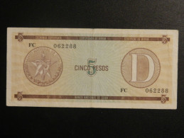 Billet - Cuba - Valeur Faciale : 5 Pesos - Certificat De Devise - Bon état - Cuba