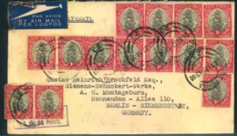 1937, Airmail With Massfranking 14 Examples Of 1 D From CAPE TOWN To Berlin - Covers & Documents