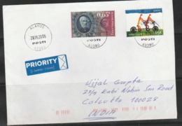 2006 AIRMAIL  FROM FINLAND TO CALCUTTA FRANKED WITH STAMPS ON EUROPA, 200 TH BIRTH ANNV. OFJ B.SNELLMAN - Cartas & Documentos
