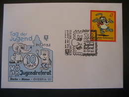 Österreich 2001- Marke + Münze 10 Jahre VÖPh Jugendreferat Schmuckkuvert - Storia Postale