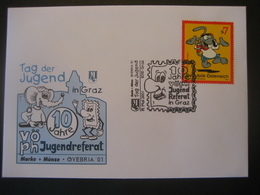 Österreich 2001- Marke + Münze 10 Jahre VÖPh Jugendreferat Schmuckkuvert - Covers & Documents