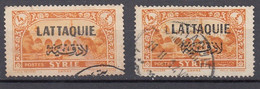 FRANCE COLONIES - 2 TP LATTAQUIE - SURCHARGE SUR TP 4 PIASTRES DAMAS SYRIE - Used Stamps