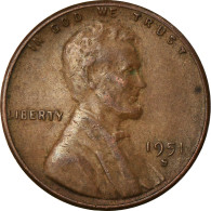 Monnaie, États-Unis, Lincoln Cent, Cent, 1951, U.S. Mint, San Francisco, TTB - 1909-1958: Lincoln, Wheat Ears Reverse