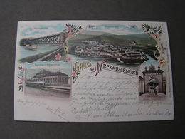 Neckargemünd , Litho Bahnhof Zug 1897 - Neckargemünd