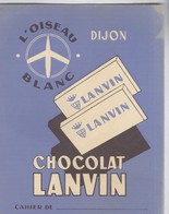 Protège Cahier Chocolat Lanvin Dijon- L'oiseau Blanc - Très Bon état - Chocolat