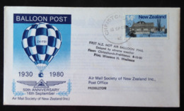 New Zealand, Circulated FDC, « BALLOON POST, 50th Anniversary », 1980 - Cartas & Documentos