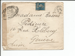 Lettre France Censurée, Neuilly Sur Seine - Genève (26.10.1918) - Guerre (timbres De)