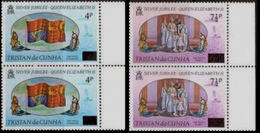 TRISTAN DA CUNHA 1978 Silver Jubilee The Royal Standard Flag Volcano Ship OVPT.MARG.PAIRS:2 Lion Unicorn - Volcanos