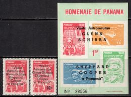 Panama 1963 Mi# 656-657, Block 13 ** MNH - Overprinted - Visit Of US Astronauts / Space - America Del Nord