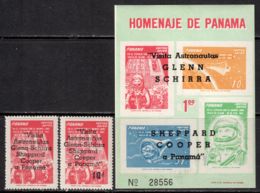 Panama 1963 Mi# 656-657, Block 13 ** MNH - Overprinted - Visit Of US Astronauts / Space - Amérique Du Nord