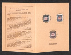 REGNO - 1921 - Venezia Giulia (113/115) - Folder FDC Dell’emissione Con La Serie Completa - Trieste 5.6.21 - Sonstige & Ohne Zuordnung