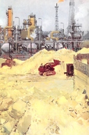 LACQ - Extraction Soufre - Tractopelle - Illustration De A. Brenet - Lacq