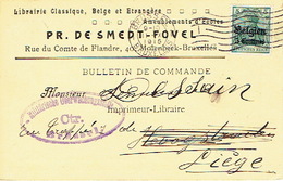 CP/PK Publicitaire MOLENBEEK 1915 -Pr. DE SMEDT-FOVEL -Librairie Classique, Belge Et étrangère -Germania Censure BRUSSEL - St-Jans-Molenbeek - Molenbeek-St-Jean