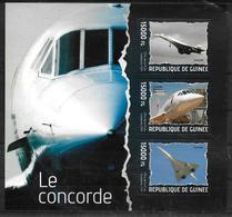 GUINEE  Feuillet N° 7073/75  * *  ( Cote 27.50e )  Avions Concorde - Concorde