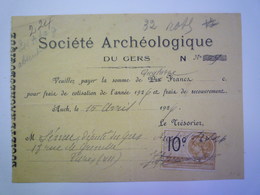 2020 - 5734  Société Archéologique Du Gers  :  Cotisation De Jean SENAC Député Du GERS  Pour L'année 1926   XXX - Non Classés