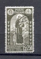 REGNO 1931 S. ANTONIO 5 L. 2,50 USATO CENTRATISSIMO - Used