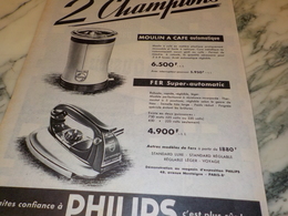 ANCIENNE PUBLICITE 2 CHAMPIONS  PHILIPS 1956 - Andere Geräte