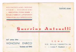 XW 2120 Cartolina Commerciale - Guerrino Antonelli Pittura Verniciatura - Roma Vicolo Della Torretta / Viaggiata 1941 - Marchands